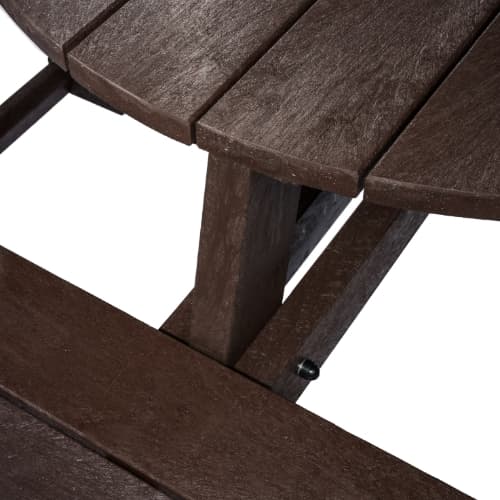 Family Hero Round 8 Seater Brown Picnic Table with Backrest 2nd Close Up 