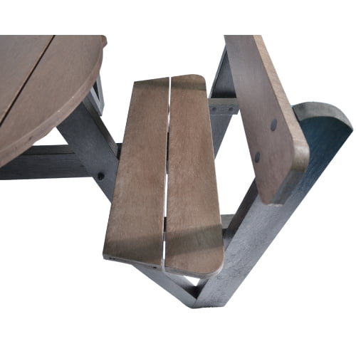 Family Hero Round 8 Seater Brown Picnic Table with Backrest Close Up