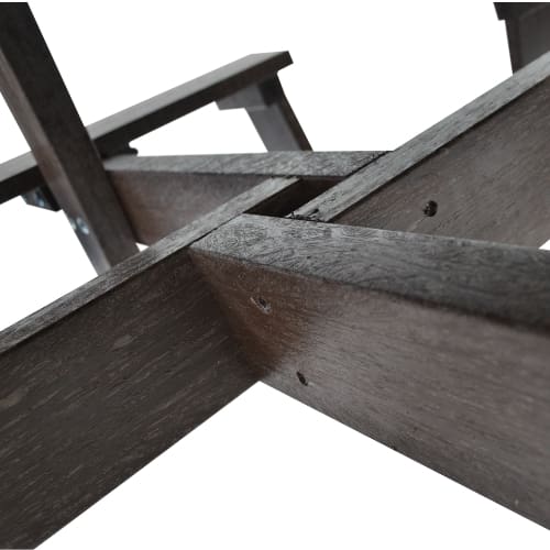 Family Hero Round 8 Seater Brown Picnic Table with Backrest 3rd Close Up 