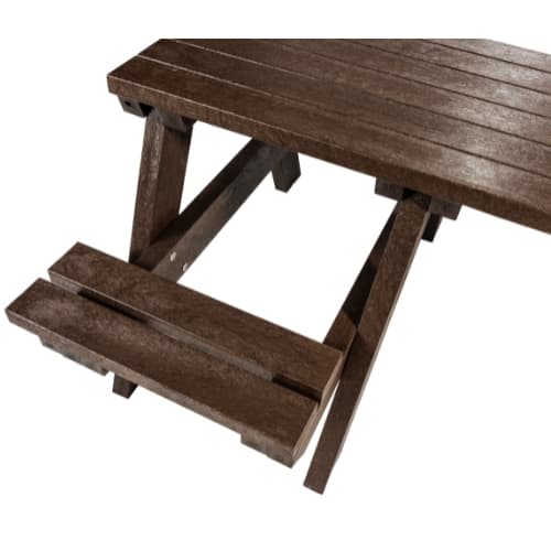 Hero A Frame 3 Seater 1 Wheelchair Close Up Brown Picnic Table