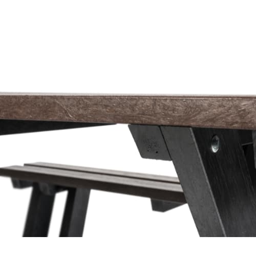 Hero A Frame 3 Seater 1 Wheelchair Close Up 2nd Angle Brown Picnic Table