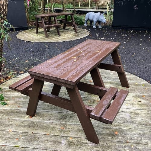 Hero A Frame 3 Seater 1 Wheelchair Lifestyle Brown Picnic Table
