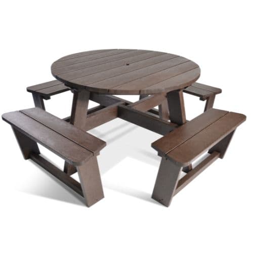 Family Hero Round 8 Seater Brown Picnic Table