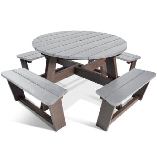 Family Hero Round 8 Seater Grey Picnic Table