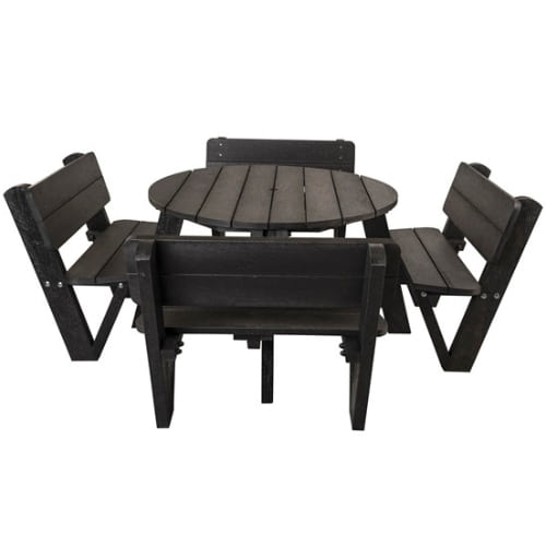 Family Hero Round 8 Seater Brown Picnic Table with Backrest