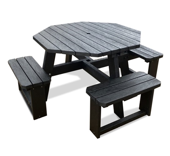 Octagonal-picnic-table-black