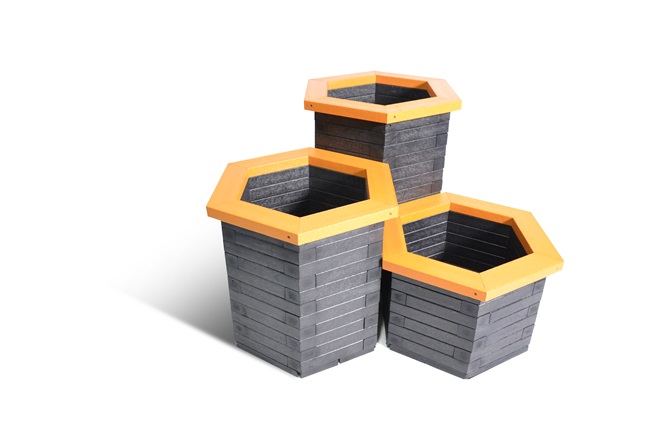 Grey trio of hive planters