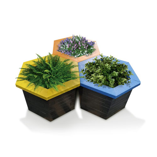 Hive planters with coloured rims