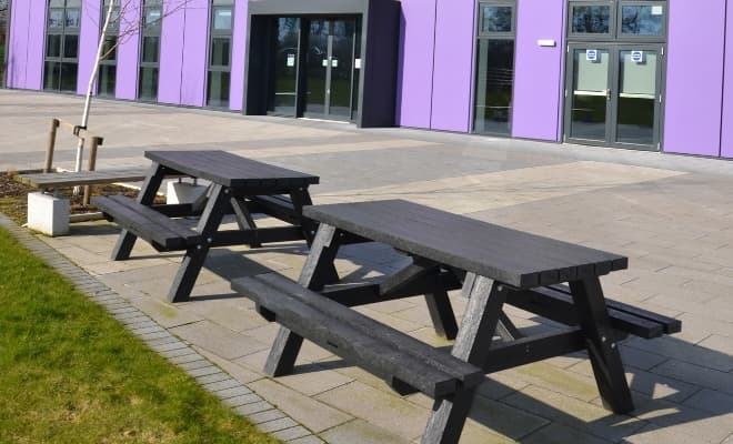 Outdoor Furniture in Front of School Building