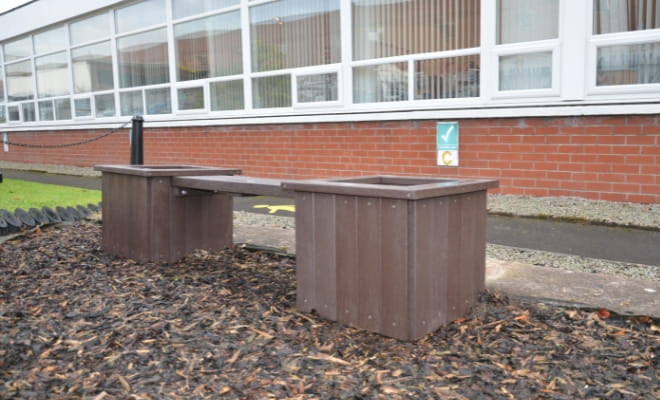 Planter Bench in Front of a School