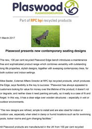 Plaswood presents new contemporary seating designs - Press release