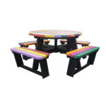 Plaswood group recycled plastic coloured round table detail