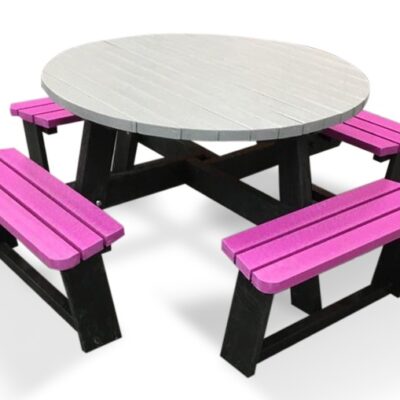 Recycled Plastic Round Picnic Bench In Pink